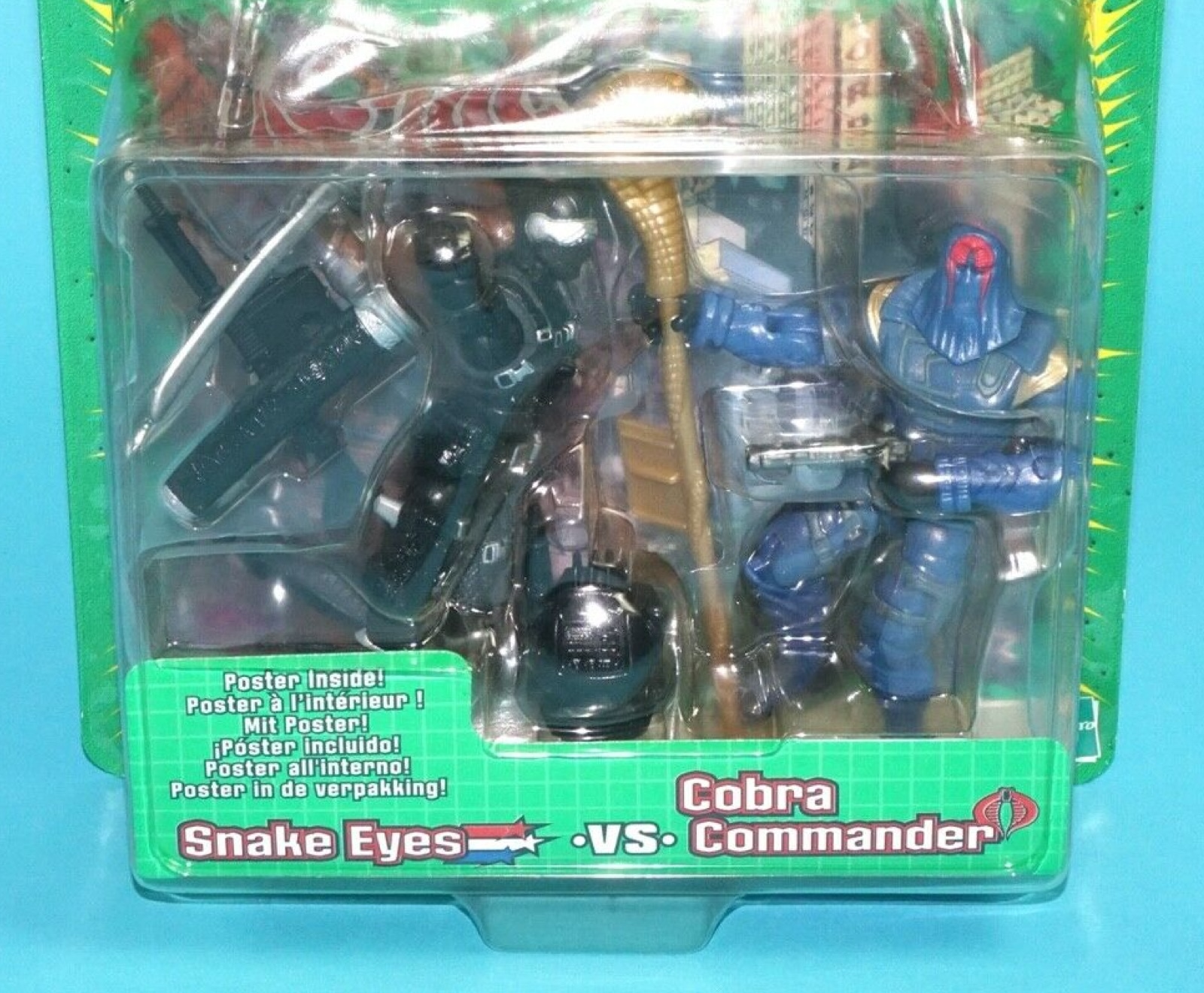 2002 GI JOE VS COBRA SNAKE EYES v14 COBRA COMMANDER v13 MOC MOSC EURO CARD - Image 2