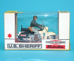 BRITAINS ROAD SERIES #9692 HARLEY DAVIDSON U.S. SHERIFF BROWN REVOLVER MIB 1960s
