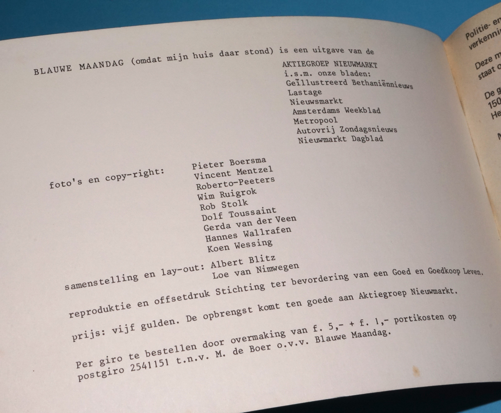 PROVO; BLAUWE MAANDAG OMDAT MIJN HUIS DAAR STOND 24 MAART 1975 AMSTERDAM HTF - Image 2