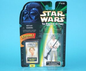 STAR WARS POTF2 LUKE SKYWALKER WITH BLASTER RIFLE MOC MOSC US FLASHBACK CARD 1998 KENNER