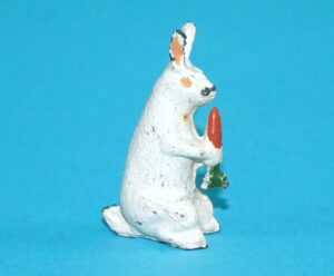 TAYLOR & BARRET LEAD FARM RABBIT w/ CARROT 1950s F.G. TAYLOR & SONS ENGLAND