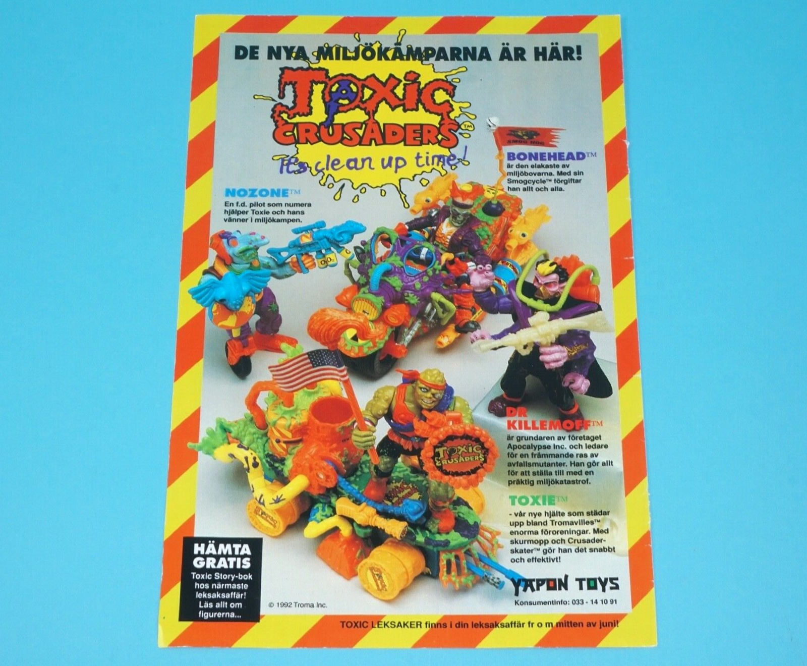 TOXIC CRUSADERS MAGAZINE ADVERT 1990s SCANDITOY SWEDEN PLAYMATES YAPON TOYS