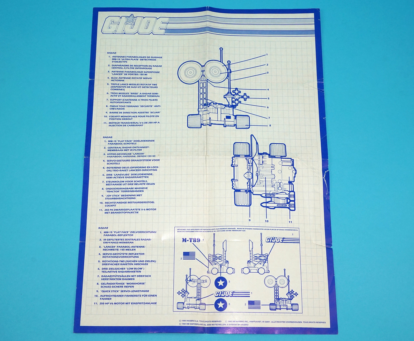 1989 GI JOE RADAR RAT SPARE BLUEPRINT INSTRUCTIONS NL FR DE EURO HASBRO - Image 2