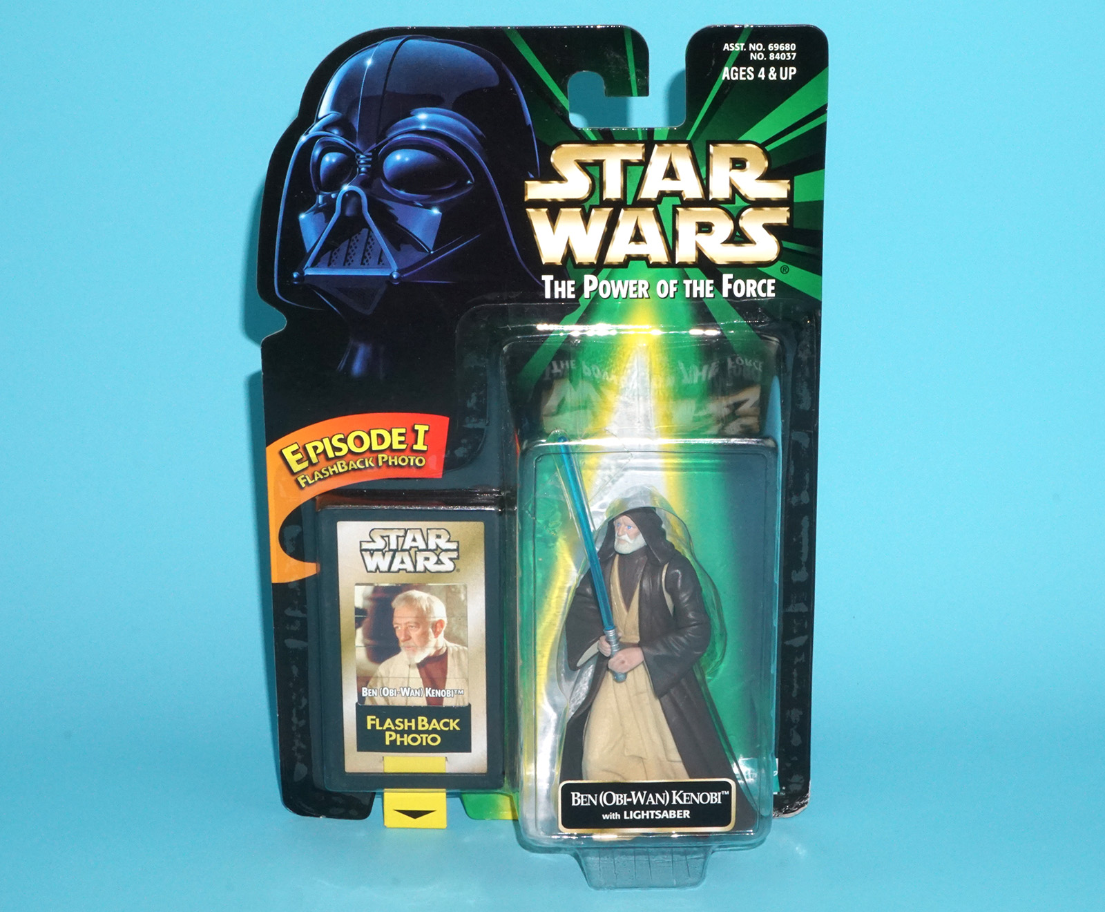 STAR WARS POTF2 BEN OBI-WAN KENOBI WITH LIGHTSABER MOSC MOC FLASHBACK 1998 KENNER