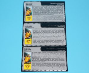 1988 GI JOE SECTO-VIPER v1 COBRA BUGG DRIVER UNCUT FILE CARDS FILECARD FR D NL EURO HASBRO