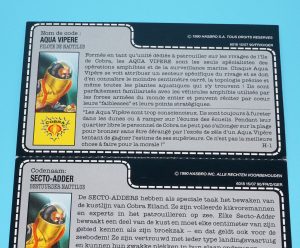 1988 GI JOE SECTO-VIPER v1 COBRA BUGG DRIVER UNCUT FILE CARDS FILECARD FR D NL EURO HASBRO