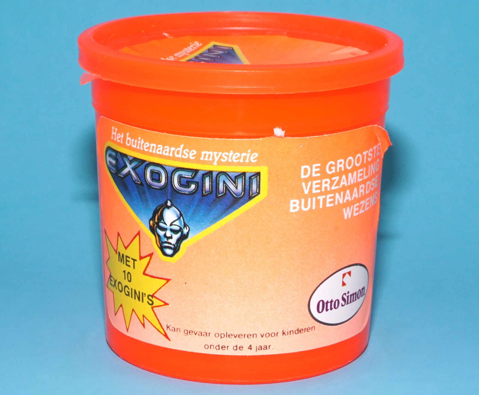 EXOGINI TUB BOX SEALED CONTENTS 10 FIGURES ORANGE TRANSPARENT 1987 OTTO SIMON DUTCH PANOSH EL GRECO