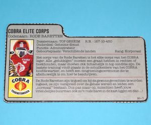 1985 GI JOE CRIMSON GUARD v1 FILE CARD FILECARD NL DUTCH HASBRO