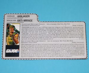 1989 GI JOE BACKBLAST v1 FILE CARD FILECARD NL FR BENELUX HASBRO