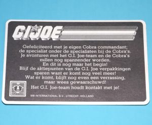 1984 GI JOE HOODED COBRA COMMANDER UNCUT FILE CARD FILECARD NL DUTCH HASBRO