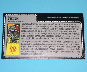 1989 GI JOE DARKLON v1 EVADER DRIVER UNCUT FILE CARD FILECARD NL DUTCH EURO HASBRO