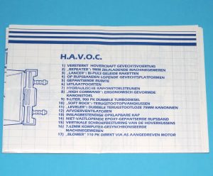 1986 GI JOE H.A.V.O.C. HAVOC SPARE BLUEPRINT INSTRUCTIONS NL DUTCH HASBRO