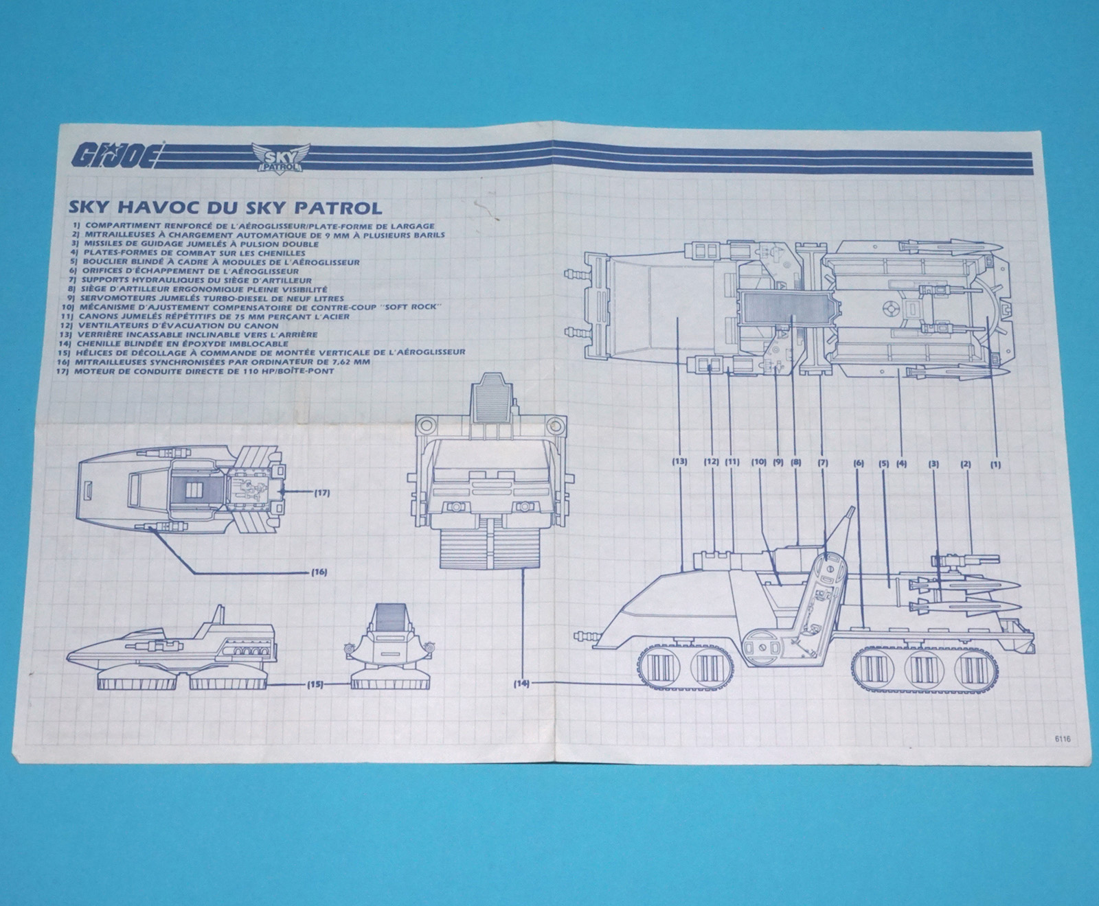1990 GI JOE SKY PATROL SKY HAVOC SPARE BLUEPRINT INSTRUCTIONS FR CANADA HASBRO - Image 3