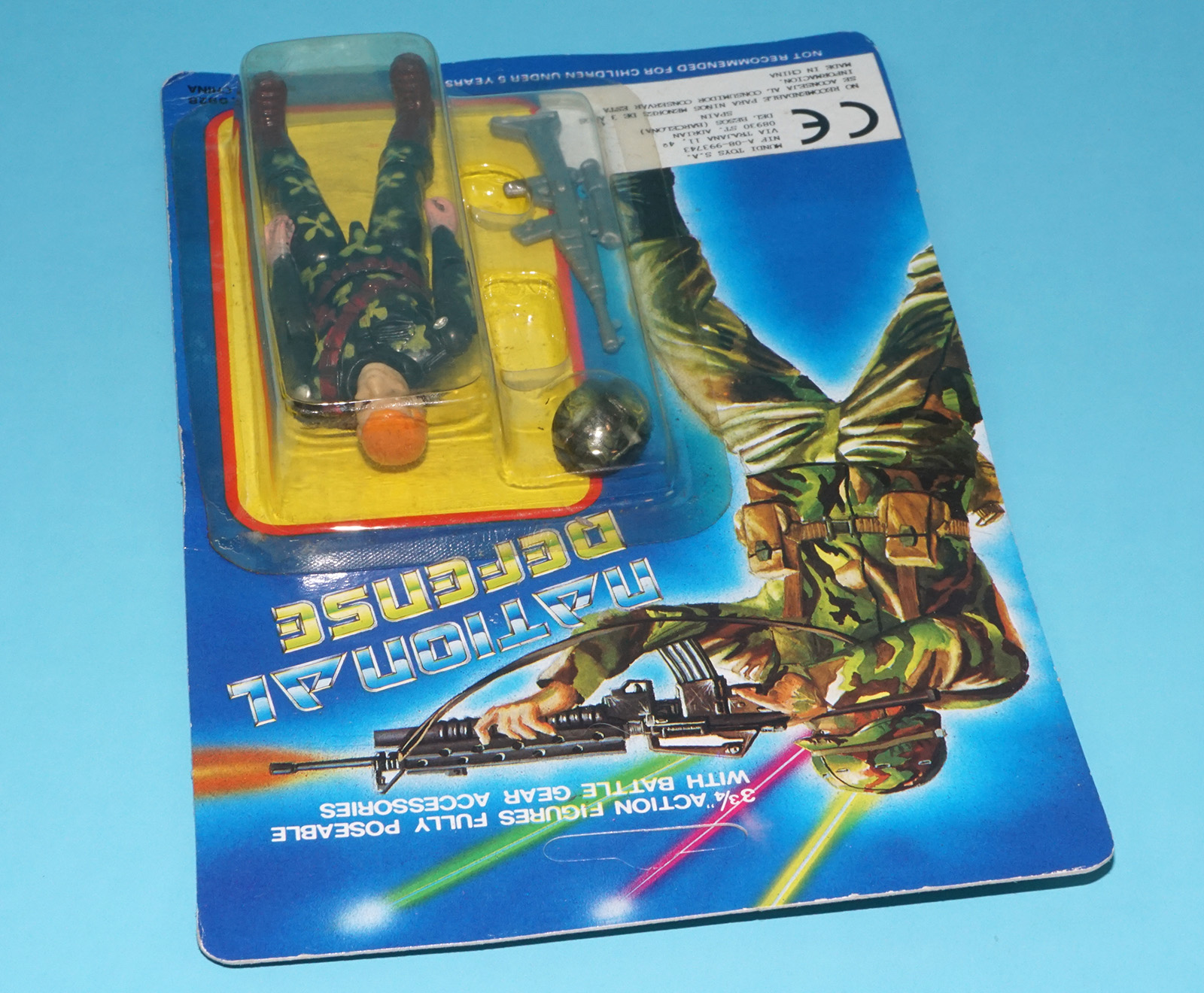 NATIONAL DEFENSE ACTION SOLDIER MOC MOSC BLUE CARD 1986 AGGLO GI JOE KO A-TEAM GEN PATCH - Image 5