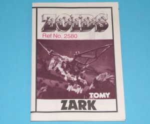 ZOIDS ORIGINAL SPARE INSTRUCTIONS 2580 ZARK 1985 TOMY
