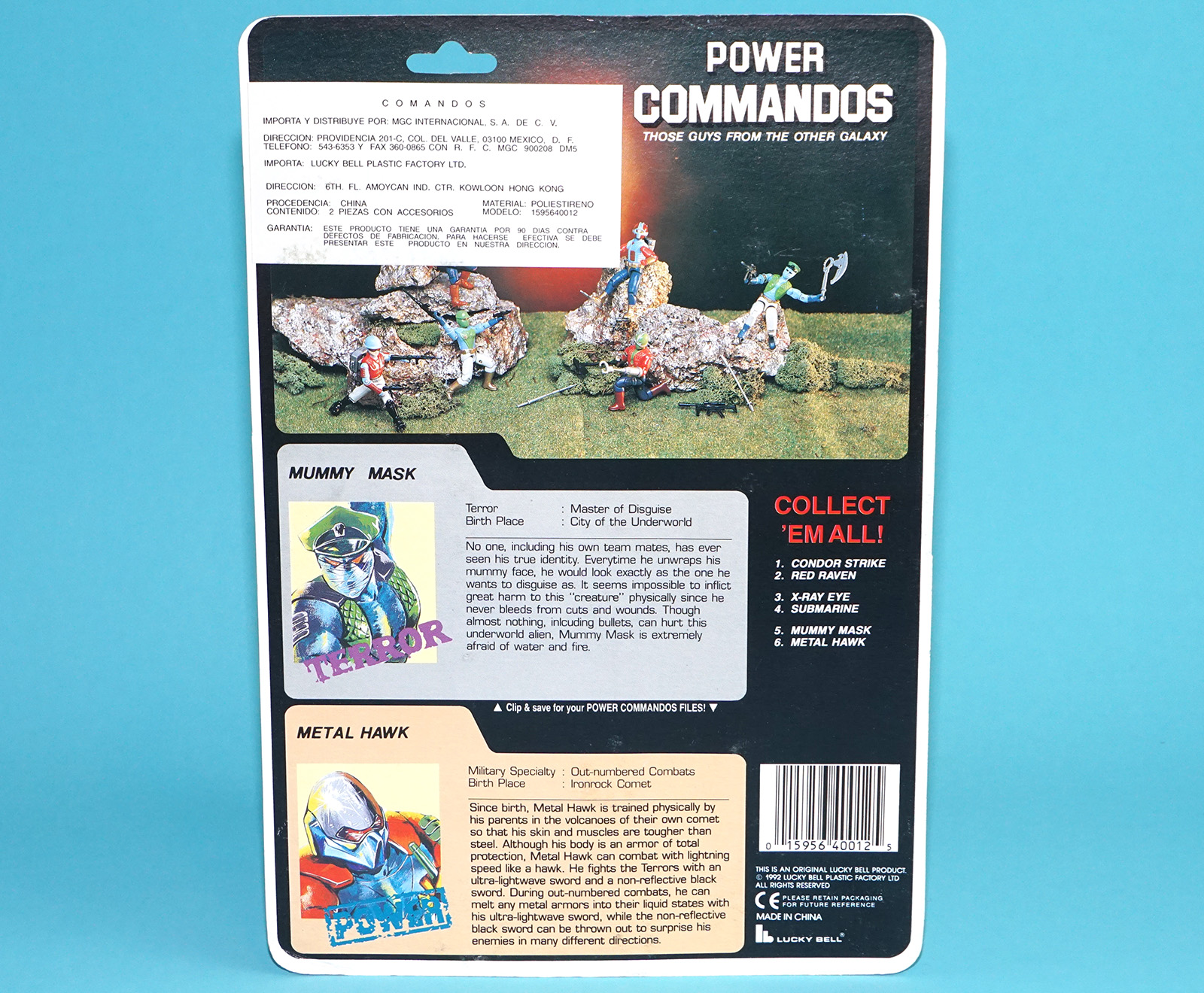 POWER COMMANDOS MUMMY MASK & METAL HAWK MOC MOSC 1992 LUCKY BELL GI JOE KO - Image 8