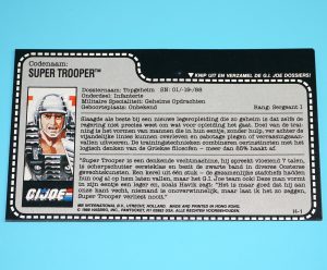 1988 GI JOE SUPER TROOPER v1 UNCUT FILE CARD FILECARD NL DUTCH HASBRO