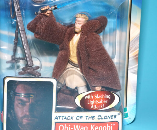 Star Wars Attacco Dei Cloni 2002: Obi-Wan Kenobi (Pilota Di Jedi Starfighter) Action Figure Vintage, 10 Cm Con Spada Laser