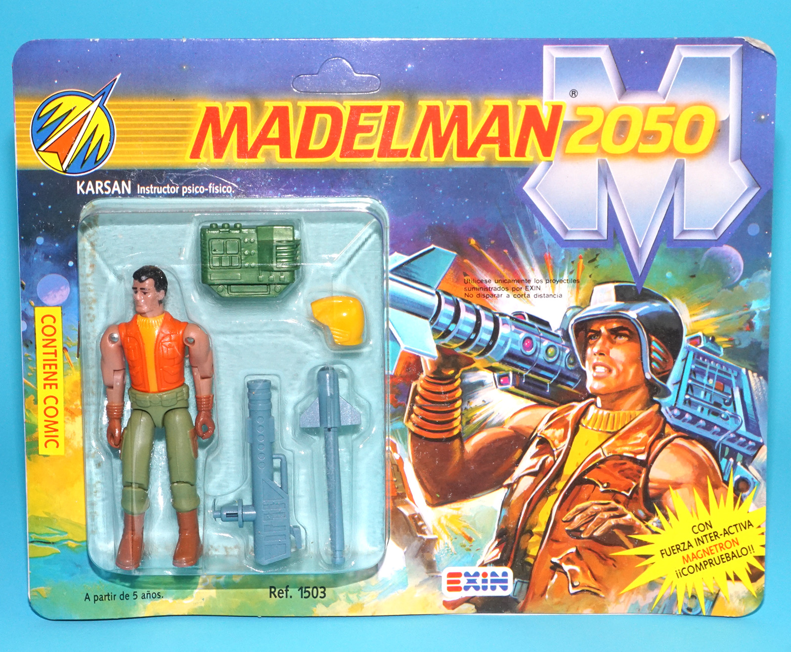 MADELMAN 2050 8 BLISTERS SERIES 1 FULL SET COMPLETE SHIPPER BOX MOC MOSC 1988 EXIN HTF - Image 5