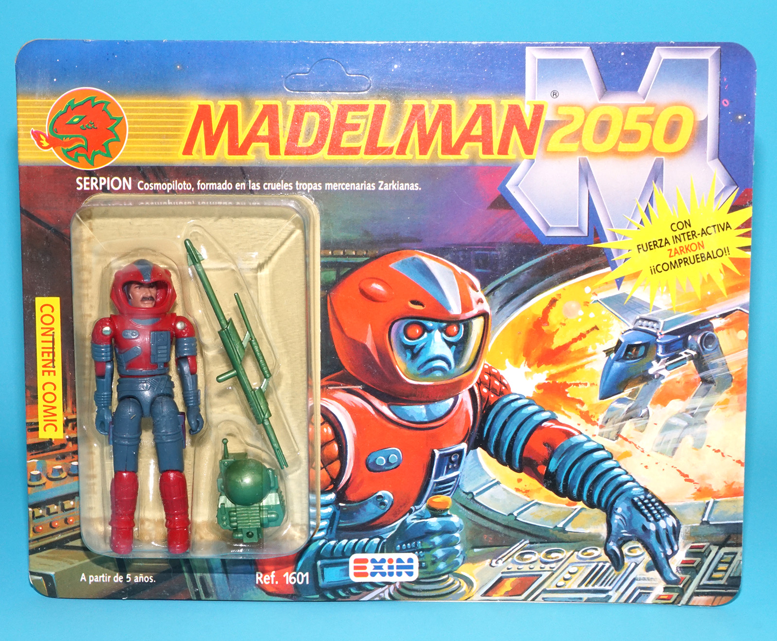 MADELMAN 2050 8 BLISTERS SERIES 1 FULL SET COMPLETE SHIPPER BOX MOC MOSC 1988 EXIN HTF - Image 9