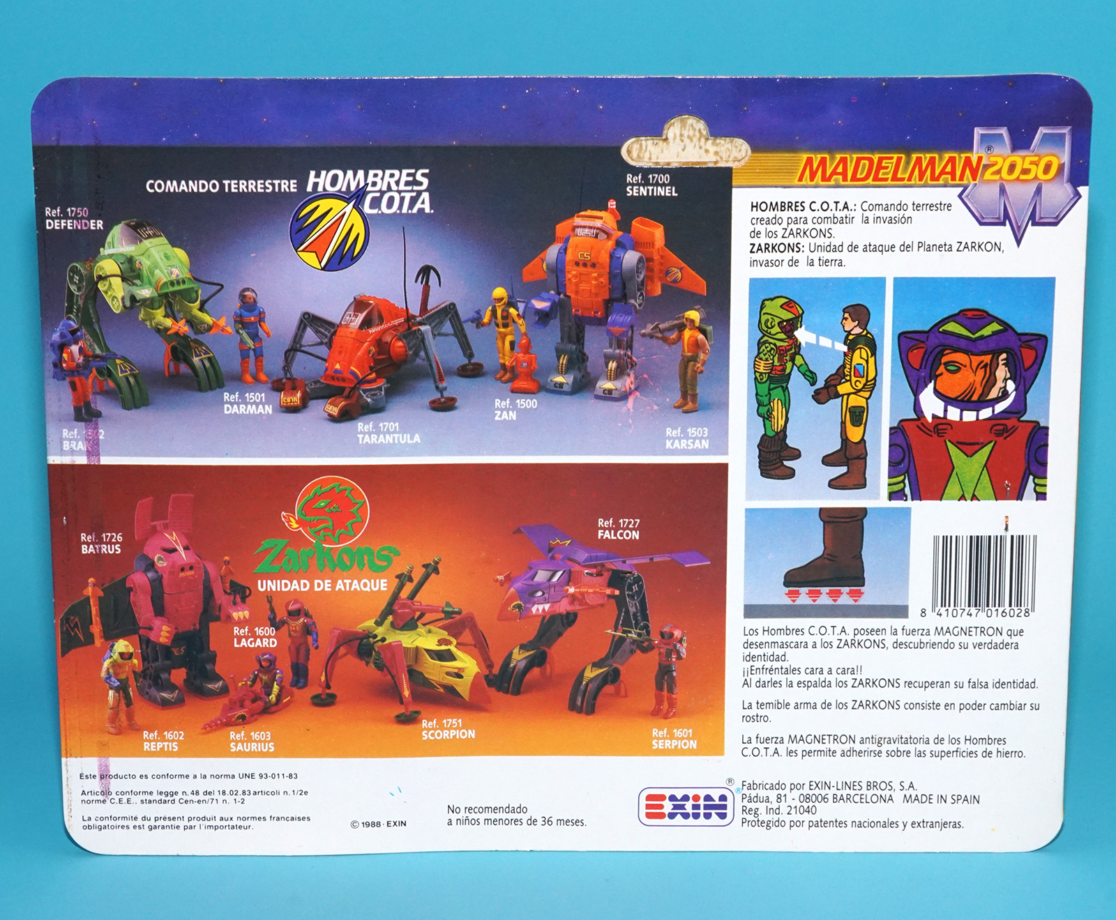 MADELMAN 2050 8 BLISTERS SERIES 1 FULL SET COMPLETE SHIPPER BOX MOC MOSC 1988 EXIN HTF - Image 19