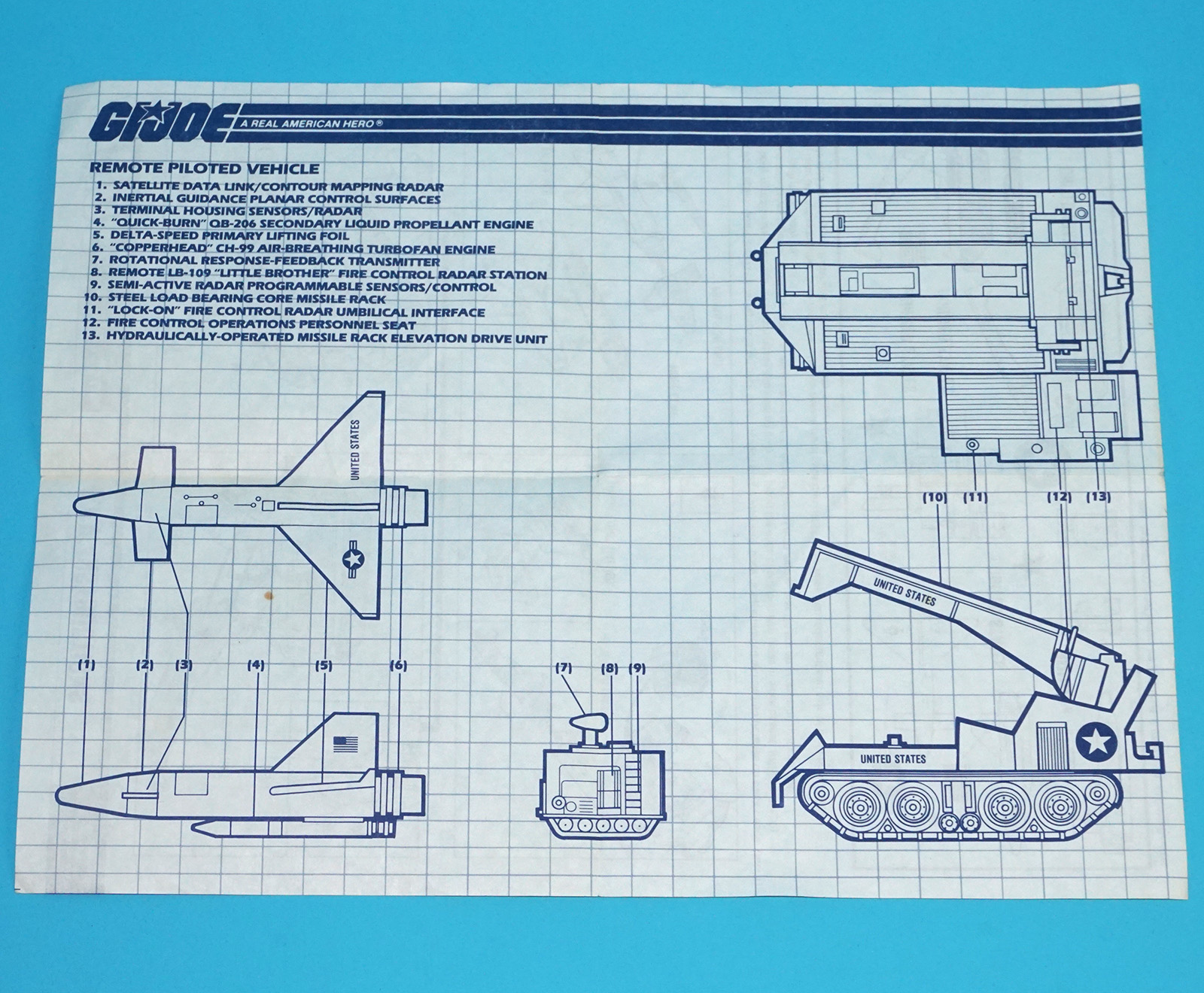 1988 GI JOE R.P.V. SPARE BLUEPRINT INSTRUCTIONS US USA HASBRO - Image 3