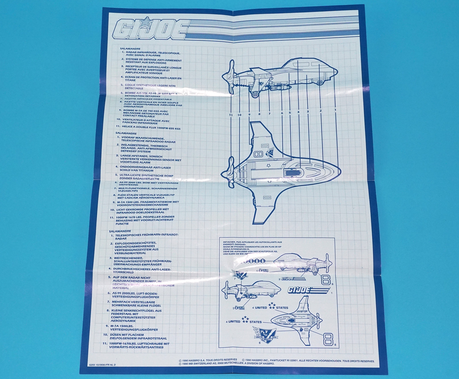 1989 GI JOE MUDFIGHTER SPARE BLUEPRINT INSTRUCTIONS EURO NL FR DE BENELUX HASBRO - Image 3