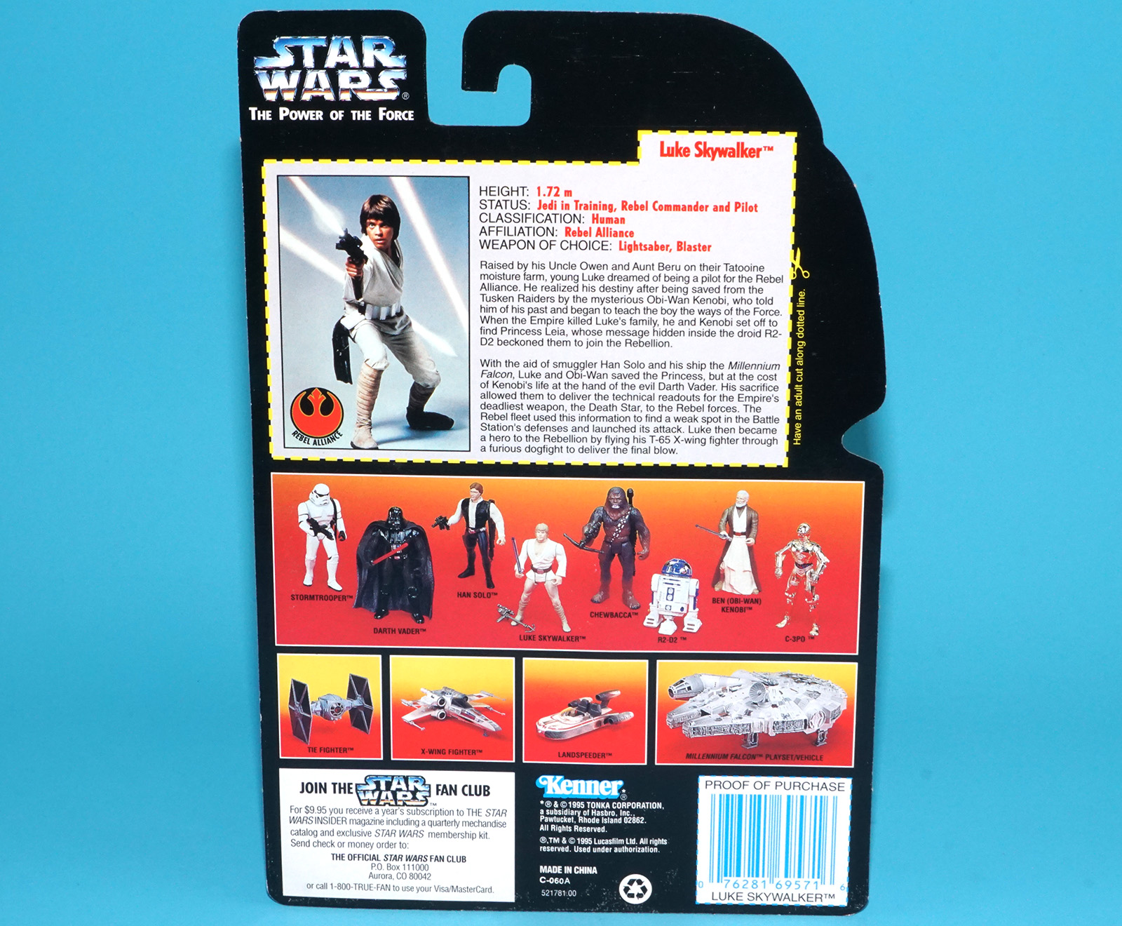 STAR WARS POTF2 LUKE SKYWALKER LONG SABER MOC MOSC US CARD 1995 KENNER - Image 7