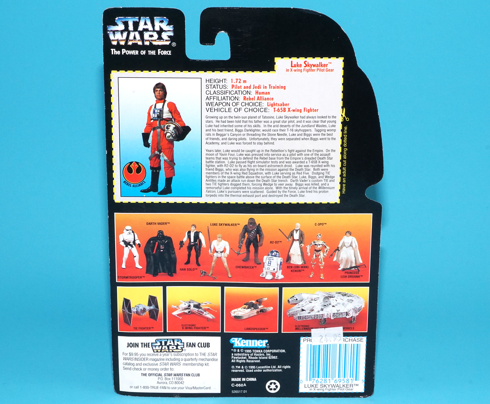 STAR WARS POTF2 LUKE SKYWALKER X-WING PILOT SHORT SABER MOC MOSC US CARD 1995 KENNER - Image 7