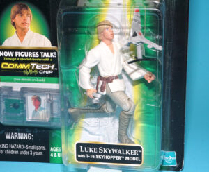 STAR WARS POTF2 LUKE SKYWALKER & T-16 SKYHOPPER MODEL MOC MOSC US COMMTECH CARD 1999 HASBRO