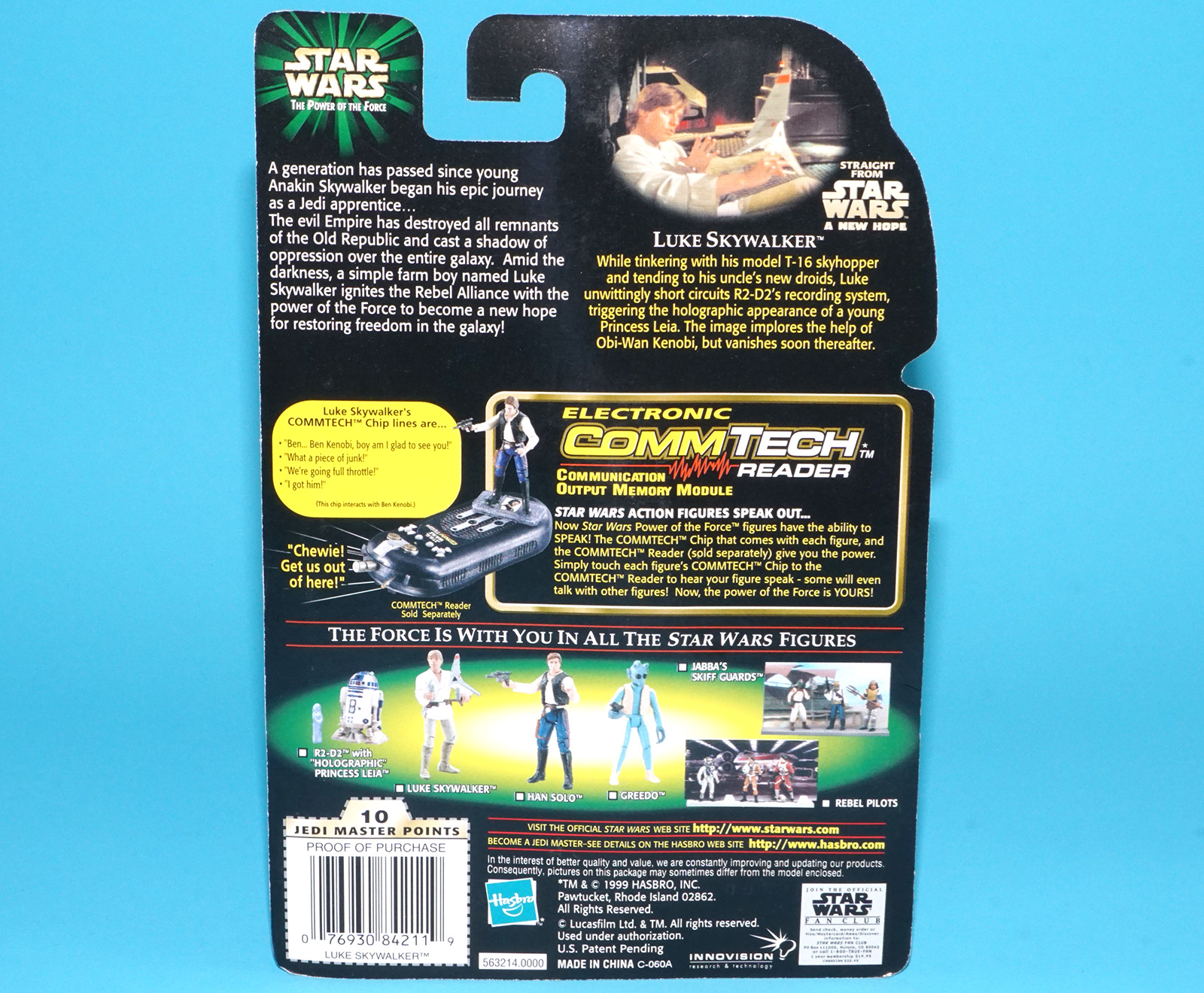 STAR WARS POTF2 LUKE SKYWALKER & T-16 SKYHOPPER MODEL MOC MOSC US COMMTECH CARD 1999 HASBRO - Image 7