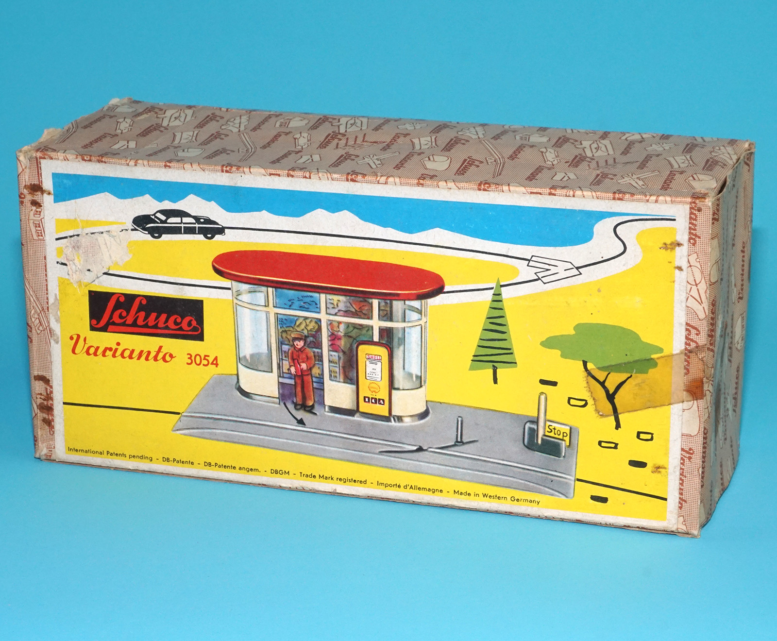 SCHUCO VARIANTO 3054 GAS STATION TANKSTELLE ORIGINAL EMPTY BOX 1950s SCHUCO GERMANY - Image 2