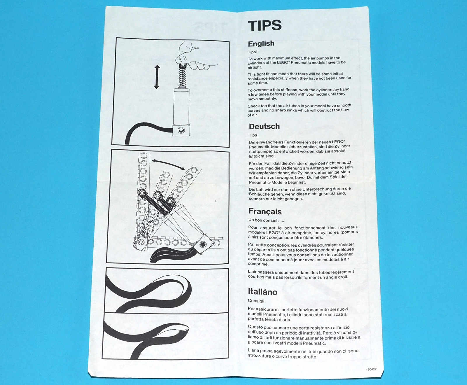 LEGO ORIGINAL SPARE INSTRUCTIONS TECHNIC PNEUMATIC TIPS 1982 LEGO GROUP HOLLAND - Image 4