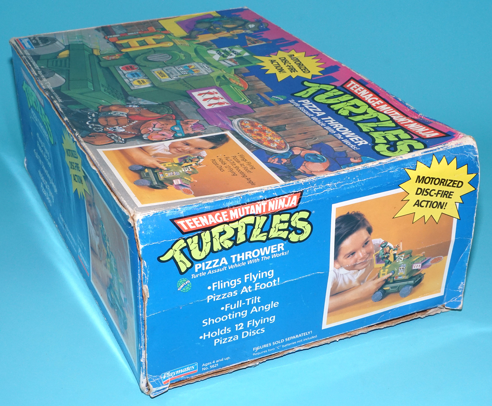 TMNT TEENAGE MUTANT NINJA TURTLES PIZZA THROWER COMPLETE BOXED EURO HERO BOX 1989 PLAYMATES WORKS! - Image 3