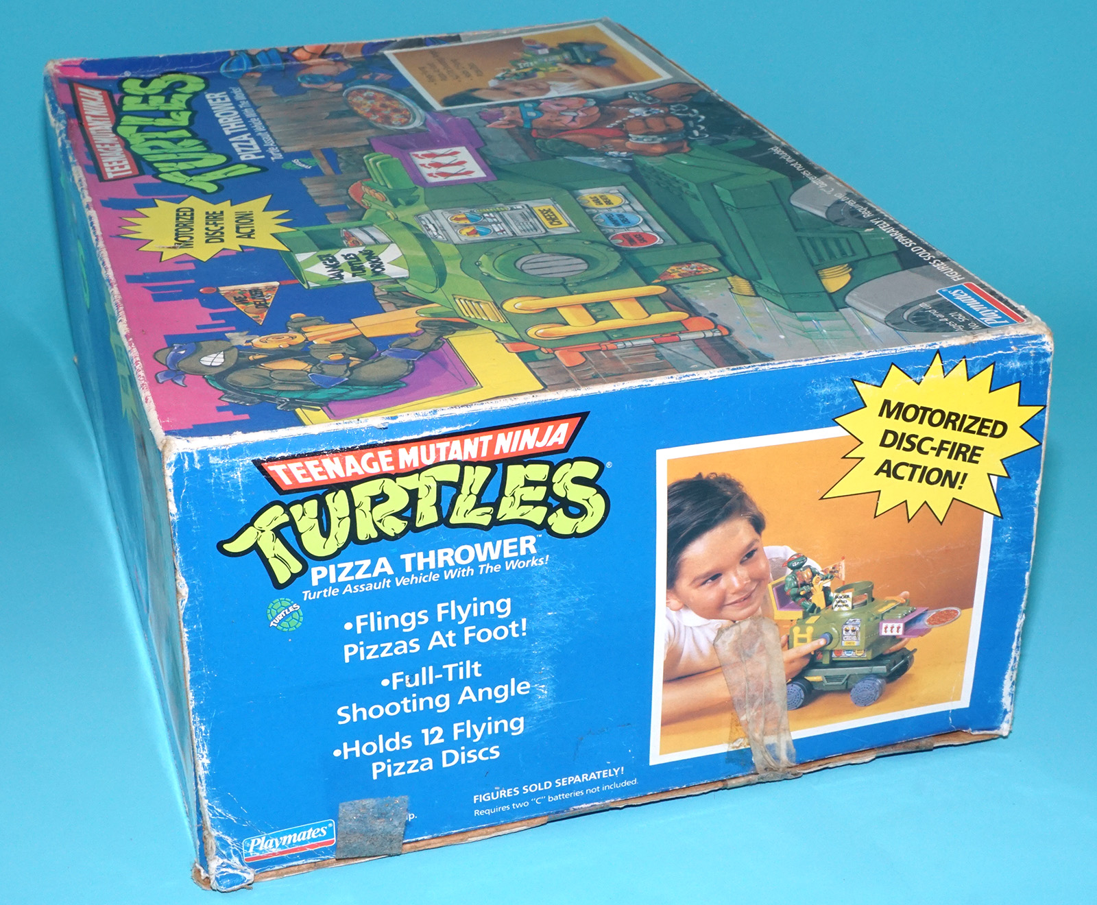 TMNT TEENAGE MUTANT NINJA TURTLES PIZZA THROWER COMPLETE BOXED EURO HERO BOX 1989 PLAYMATES WORKS! - Image 5