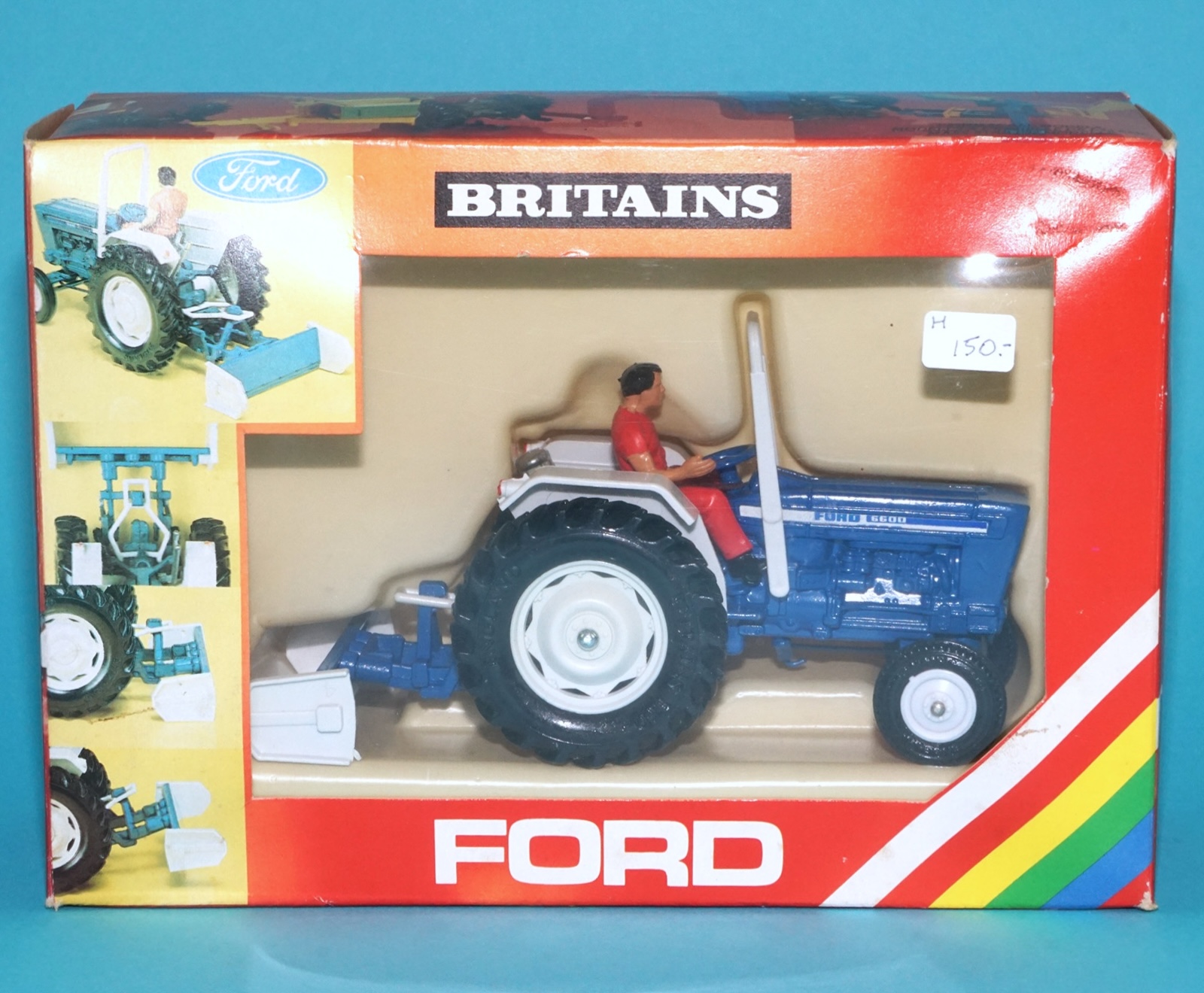 BRITAINS FARM #9516 FORD 6600 TRACTOR & YARD SCRAPER BOXED MIB NRFB 1984 ENGLAND