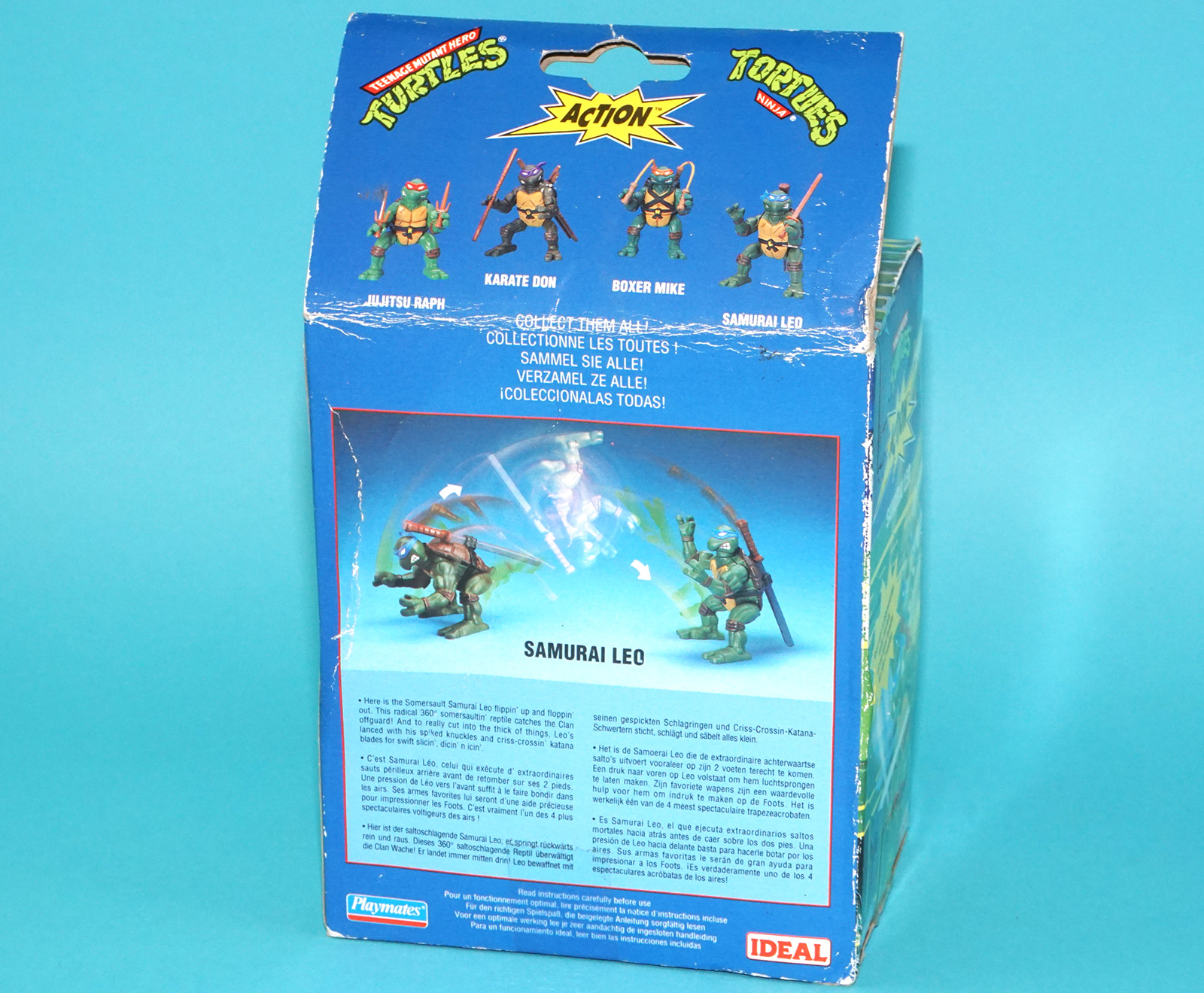 TMNT TEENAGE MUTANT NINJA TURTLES NINJA ACTION SAMURAI LEO MIB MISB SEALED EURO HERO BOX 1993 PLAYMATES IDEAL - Image 7
