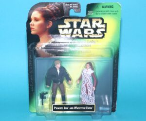 STAR WARS PRINCESS LEIA COLLECTION HAN SOLO & LEIA MOC MOSC MISCARD ERROR 1997 KENNER READ