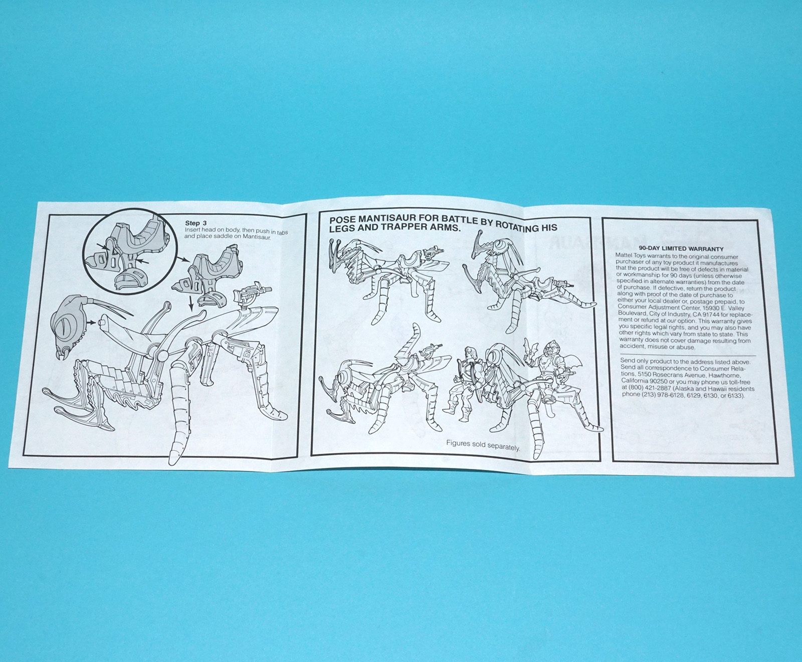 MOTU HE-MAN MASTERS OF THE UNIVERSE ORIGINAL SPARE INSTRUCTIONS MANTISAUR TAIWAN 1985 MATTEL - Image 3