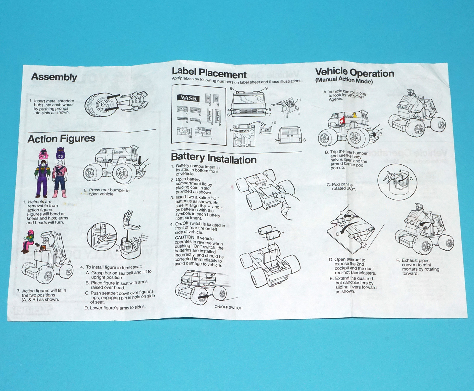 M.A.S.K ORIGINAL SPARE VOLCANO INSTRUCTIONS SHEET INSERT USA 1986 KENNER - Image 3