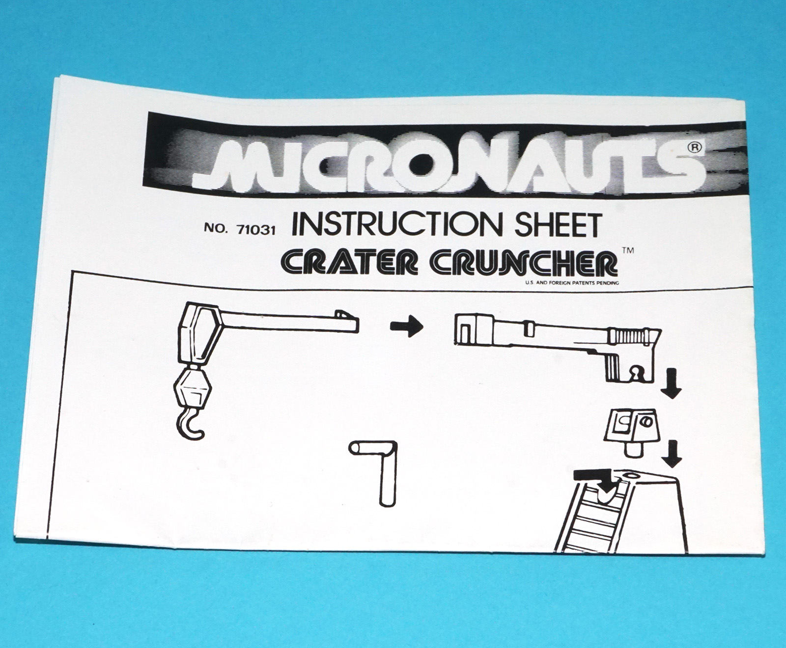 MICRONAUTS ORIGINAL SPARE INSTRUCTIONS CRATER CRUNCHER + STICKER SHEET USA 1977 MEGO CORP