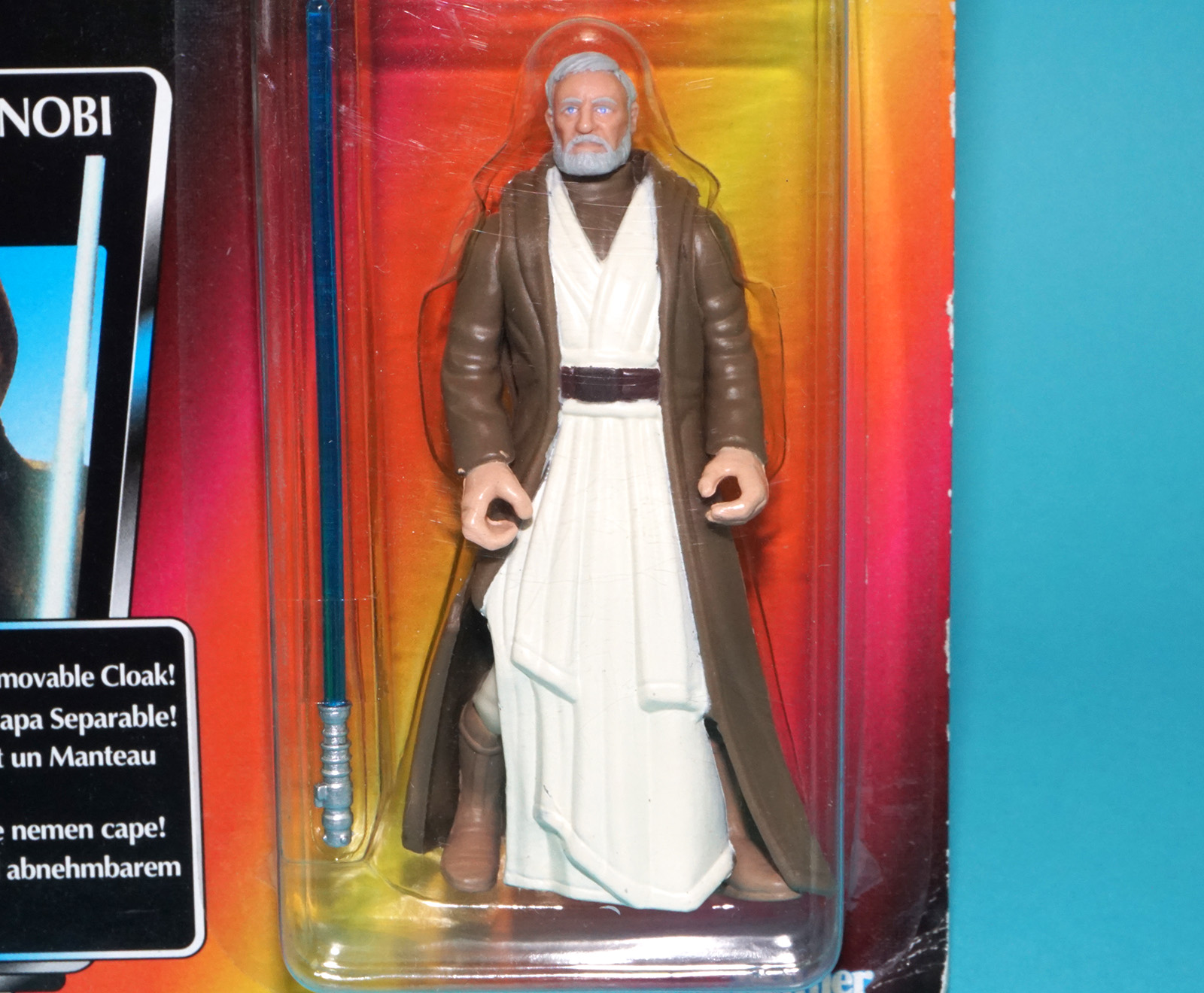 STAR WARS POTF2 OBI-WAN KENOBI LONG SABER MOC MOSC EURO CARD 1995 KENNER - Image 2