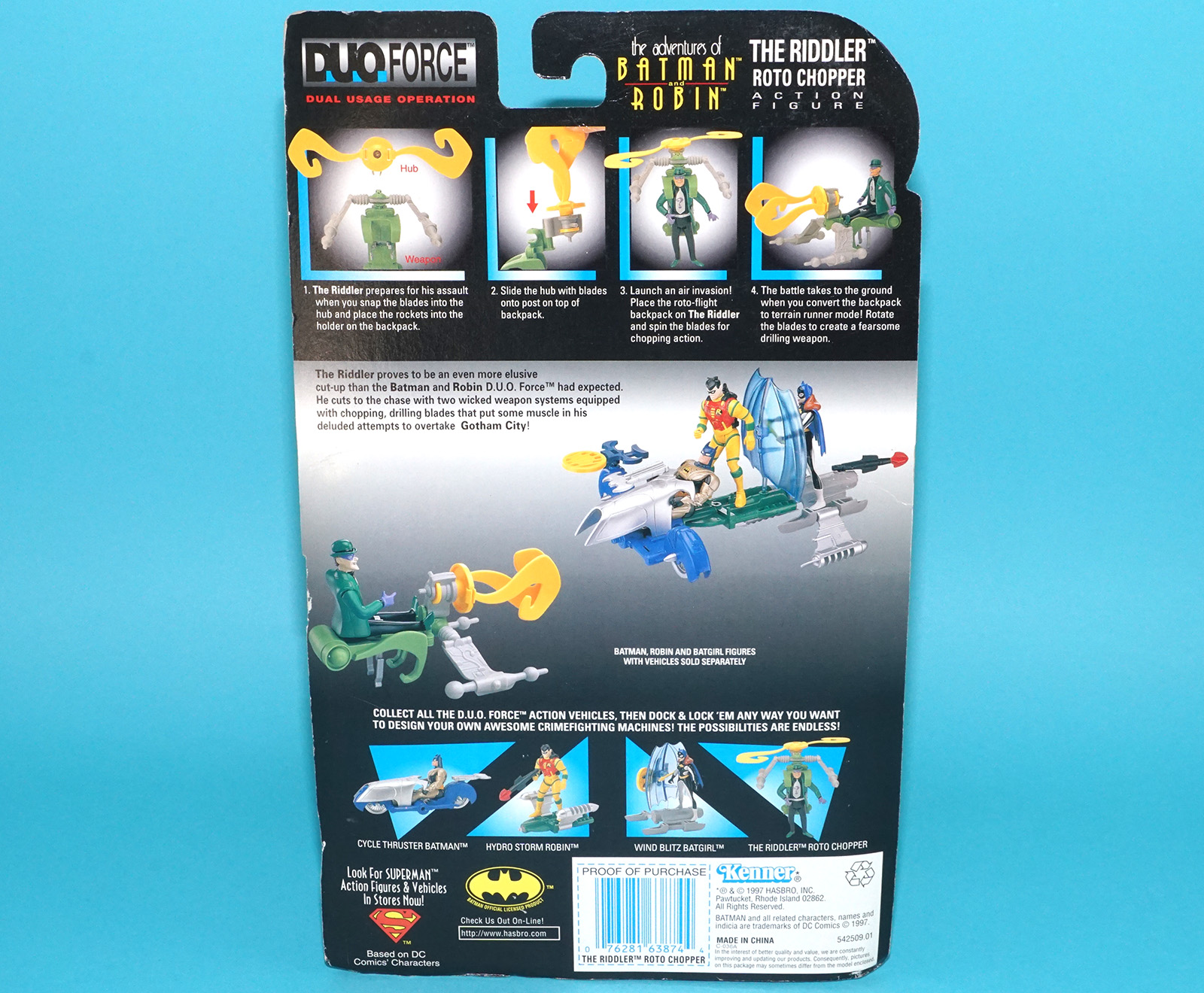 BATMAN & ROBIN ANIMATED ADVENTURES DUO-FORCE RIDDLER MOC MOSC US CARD 1997 KENNER - Image 7