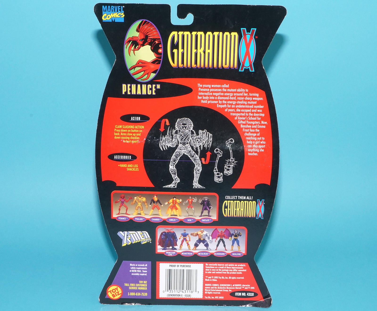 MARVEL X-MEN GENERATION X PENANCE MOC MOSC US CARD 1995 TOY BIZ - Image 7