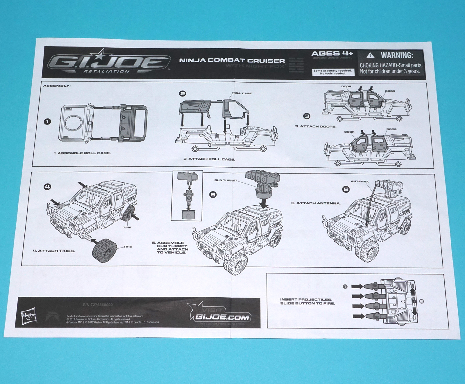 2012 GI JOE RETALIATION NINJA COMBAT CRUISER SPARE INSTRUCTIONS & STICKER SHEET HASBRO - Image 2