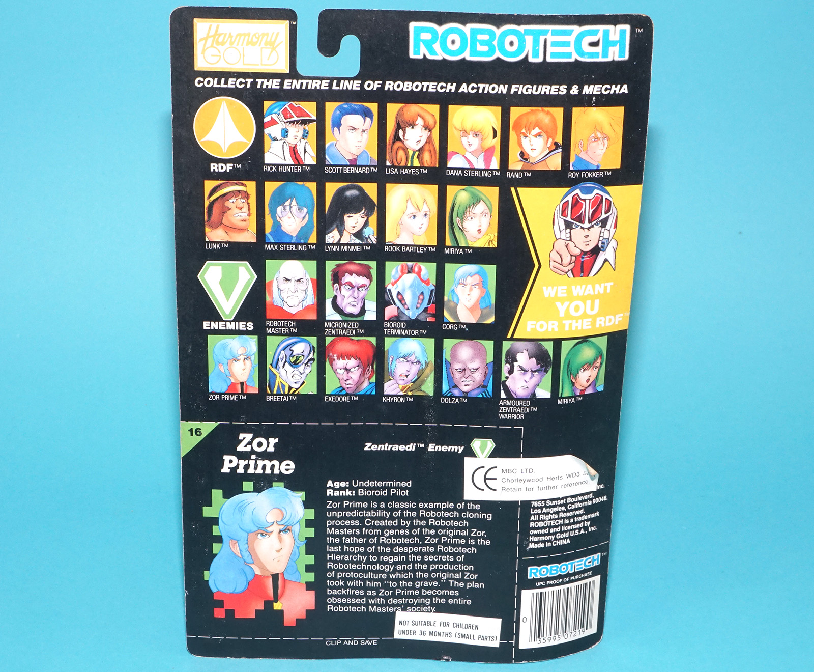 ROBOTECH ZOR PRIME MOC MOSC US CARD 1992 HARMONY GOLD - Image 7