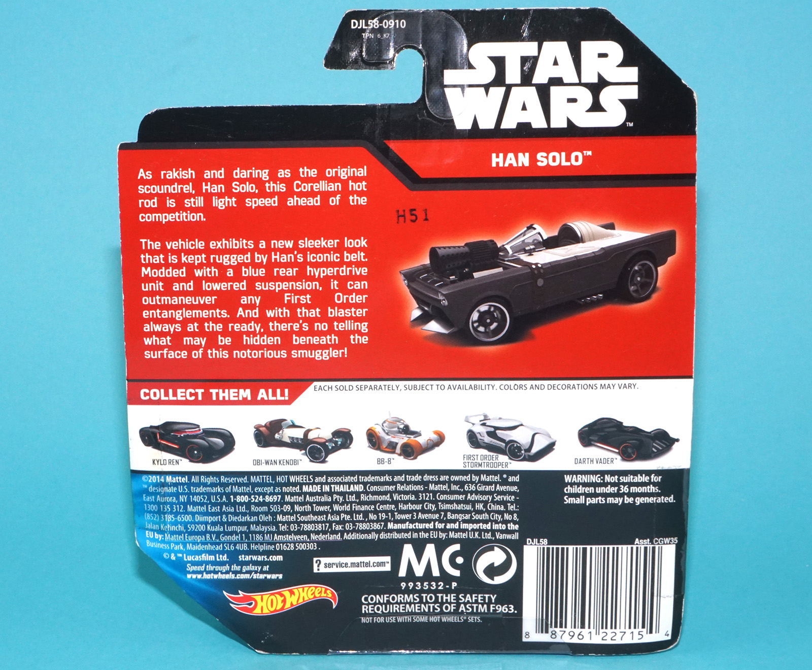STAR WARS HOT WHEELS HAN SOLO CAR MOC MOSC 2014 MATTEL - Image 5