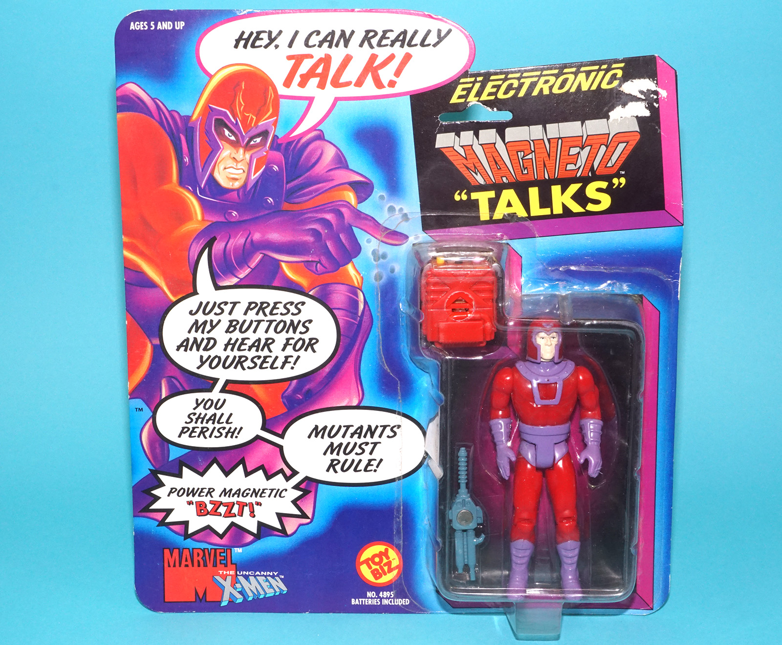 MARVEL ELECTRONIC X-MEN MAGNETO TALKS MOC MOSC US CARD 1991 TOY BIZ WORKS!