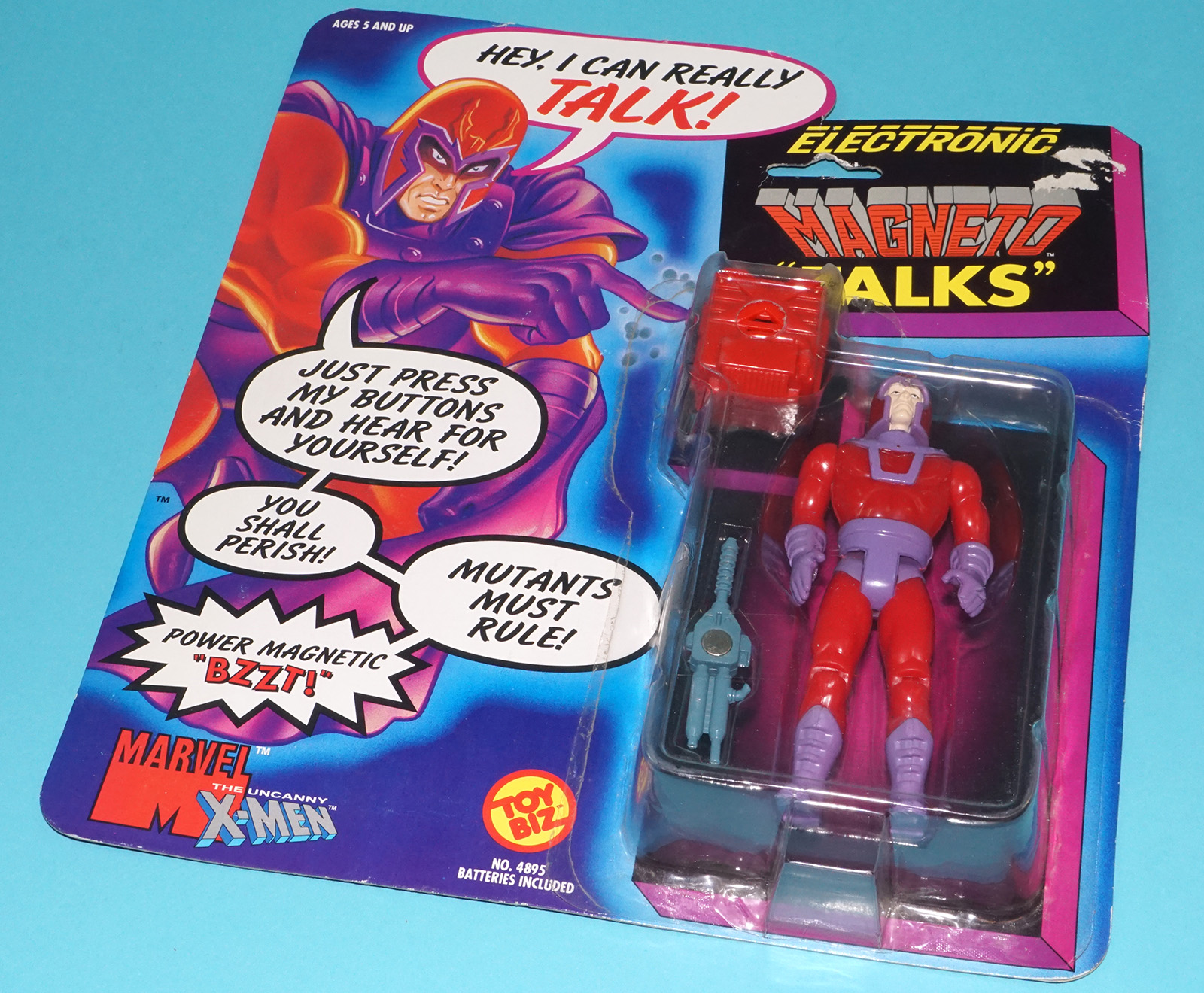 MARVEL ELECTRONIC X-MEN MAGNETO TALKS MOC MOSC US CARD 1991 TOY BIZ WORKS! - Image 7
