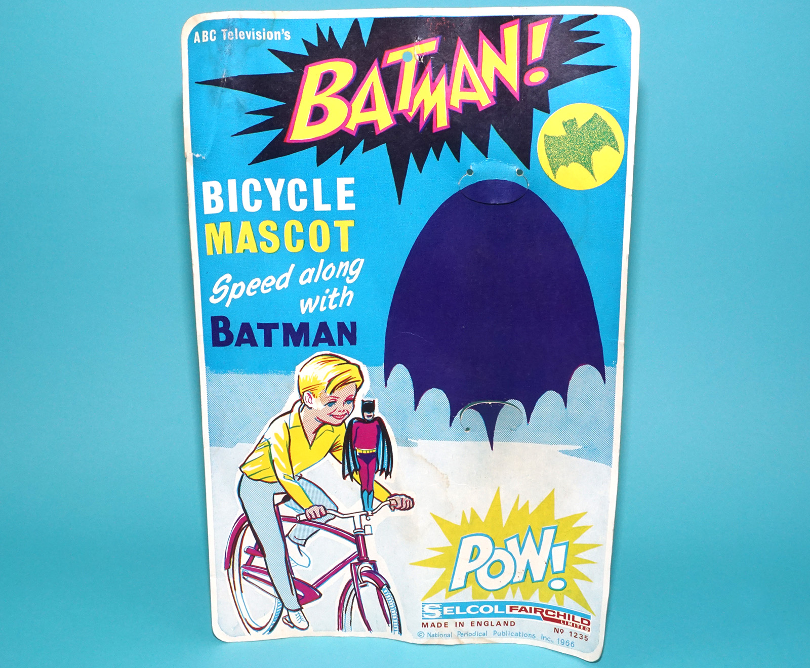 BATMAN BICYCLE MASCOT ORNAMENT MOC UK CARD 1966 SELCOL FAIRCHILD LTD READ - Image 9